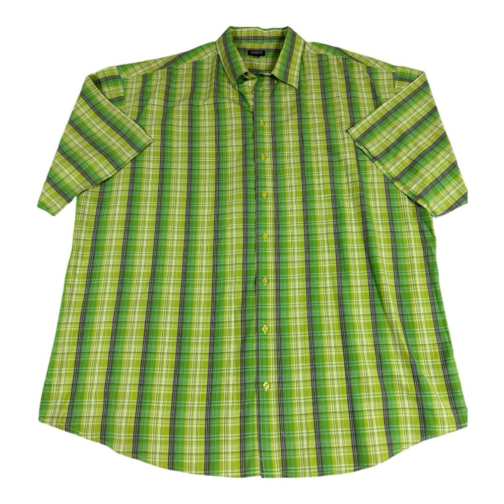 Gioberti Italy Men’s Shirt Short Sleeve Button Down Plaid Check Green 5XL